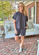 Corded Rib Short Set - Charcoal - Jimberly's Boutique - Olive Branch - Mississippi