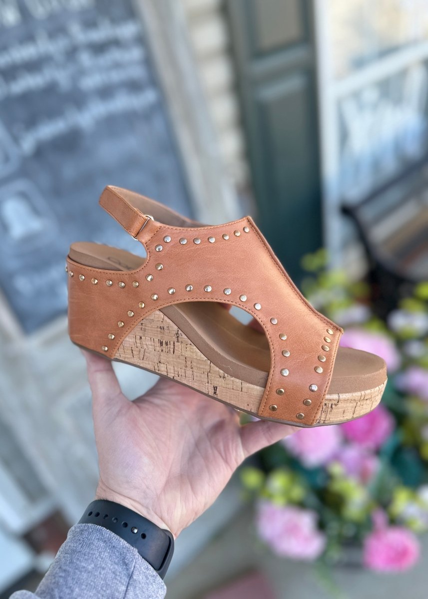 Corkys Carley Wedges - Cognac Studs - Corky Carley Wedges - Jimberly's Boutique - Olive Branch - Mississippi