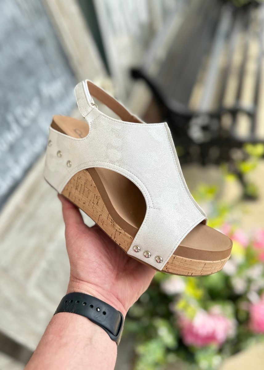 Corkys | Carley Wedges | White Metallic - Corky Carley Wedges -Jimberly's Boutique-Olive Branch-Mississippi