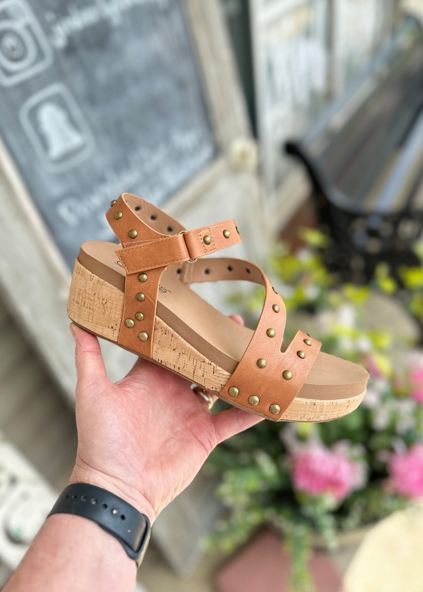 Corkys Wedge Sandals Revolve Cognac Jimberly s Boutique