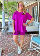 Crew Neck Biker Set - Lt Plum - Jimberly's Boutique - Olive Branch - Mississippi