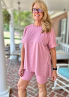 Crew Neck Biker Set - Lt Rose - Jimberly's Boutique - Olive Branch - Mississippi