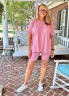 Crew Neck Biker Set - Lt Rose - Jimberly's Boutique - Olive Branch - Mississippi