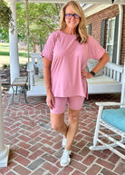 Crew Neck Biker Set - Lt Rose - Jimberly's Boutique - Olive Branch - Mississippi