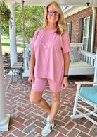 Crew Neck Biker Set - Lt Rose - Jimberly's Boutique - Olive Branch - Mississippi