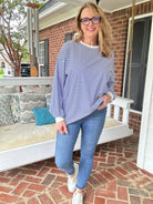 Debbie Faye Stripe Long Sleeve Top - Blue - Jimberly's Boutique - Olive Branch - Mississippi