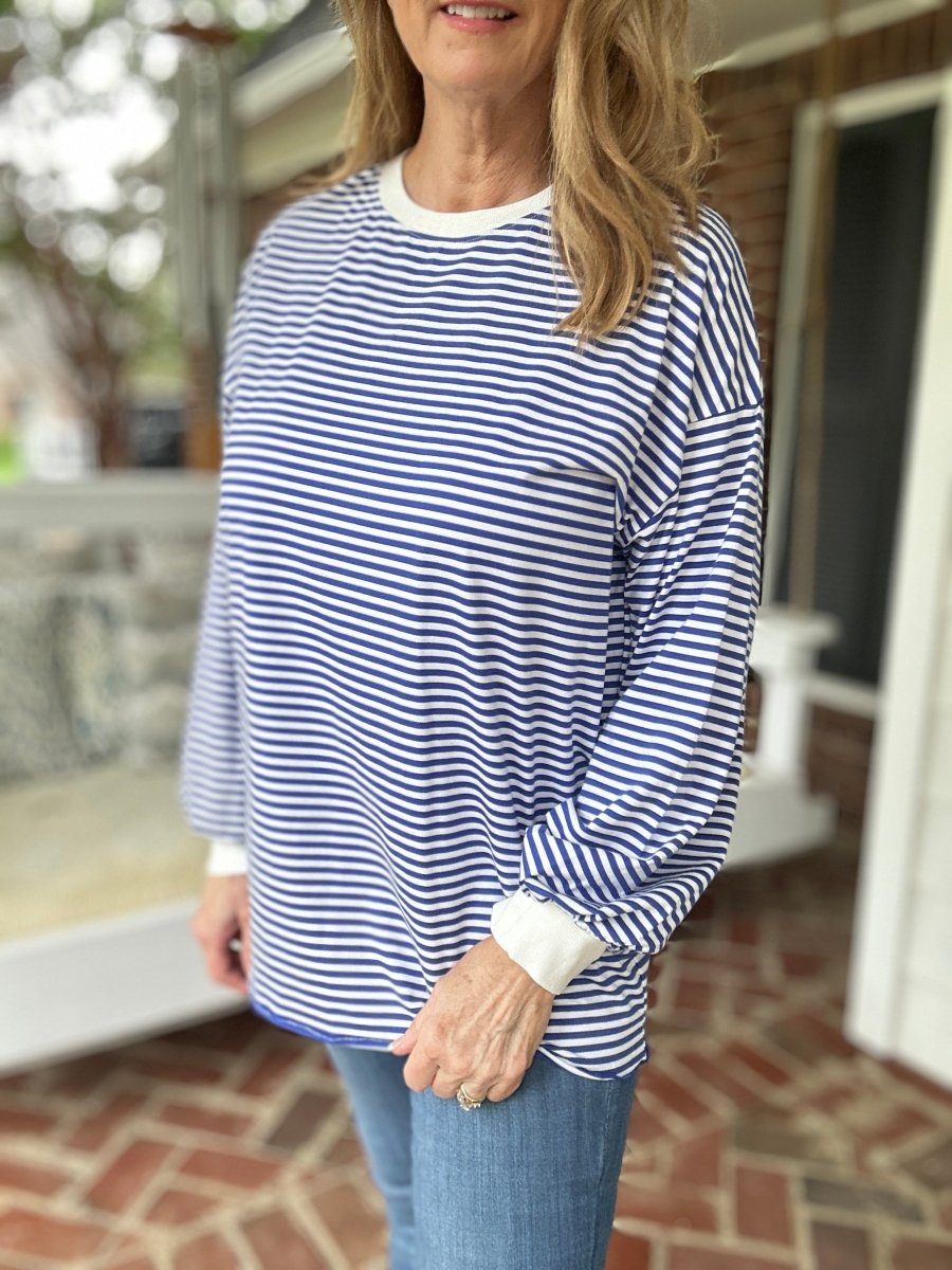 Debbie Faye Stripe Long Sleeve Top - Blue - Jimberly's Boutique - Olive Branch - Mississippi