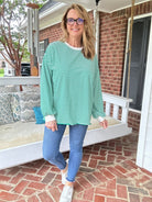 Debbie Faye Stripe Long Sleeve Top - Green - Jimberly's Boutique - Olive Branch - Mississippi