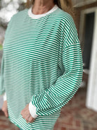 Debbie Faye Stripe Long Sleeve Top - Green - Jimberly's Boutique - Olive Branch - Mississippi