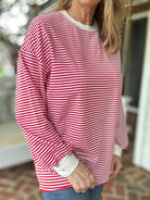 Debbie Faye Stripe Long Sleeve Top - Red - Jimberly's Boutique - Olive Branch - Mississippi