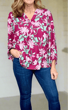 Diana V Neck Floral Top | Cotton Bleu - Shirts & Tops - Jimberly's Boutique - Olive Branch - Mississippi