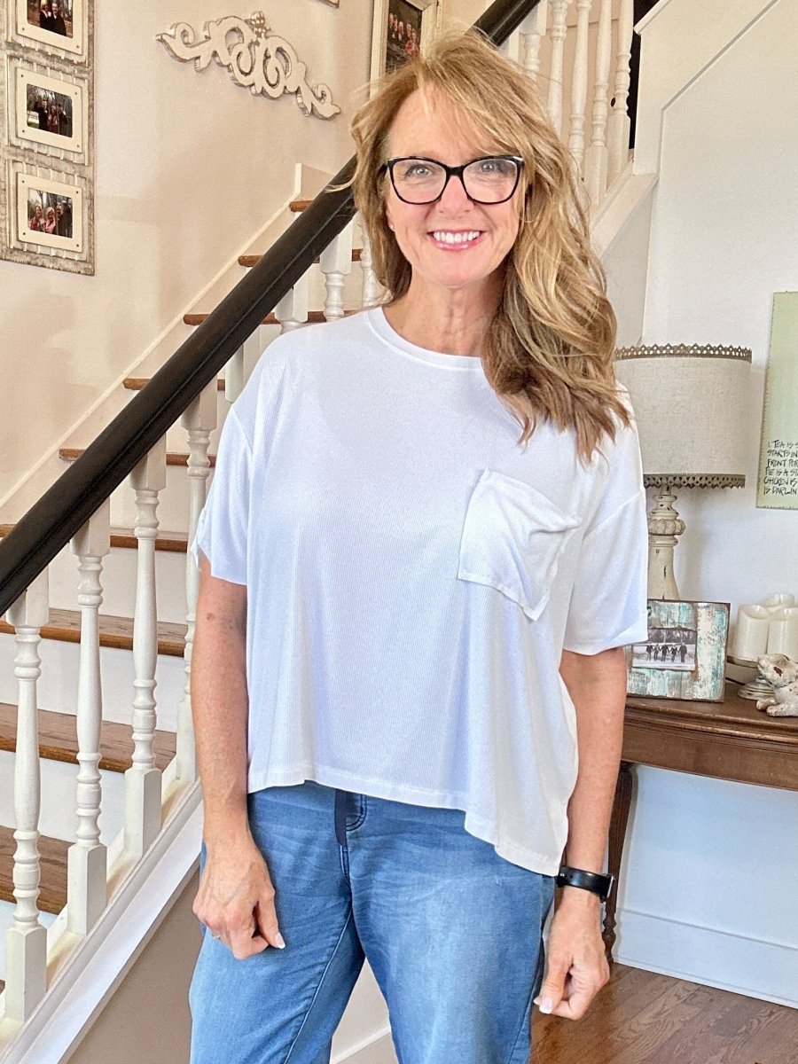 Dunlap Oversized Ribbed Top - White | Zenana - Casual Top - Jimberly's Boutique - Olive Branch - Mississippi