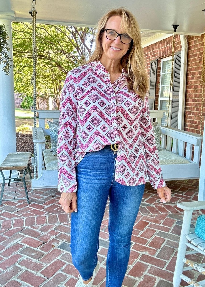 Entro | Smitten Top | Button Down - Button Down Top - Jimberly's Boutique - Olive Branch - Mississippi