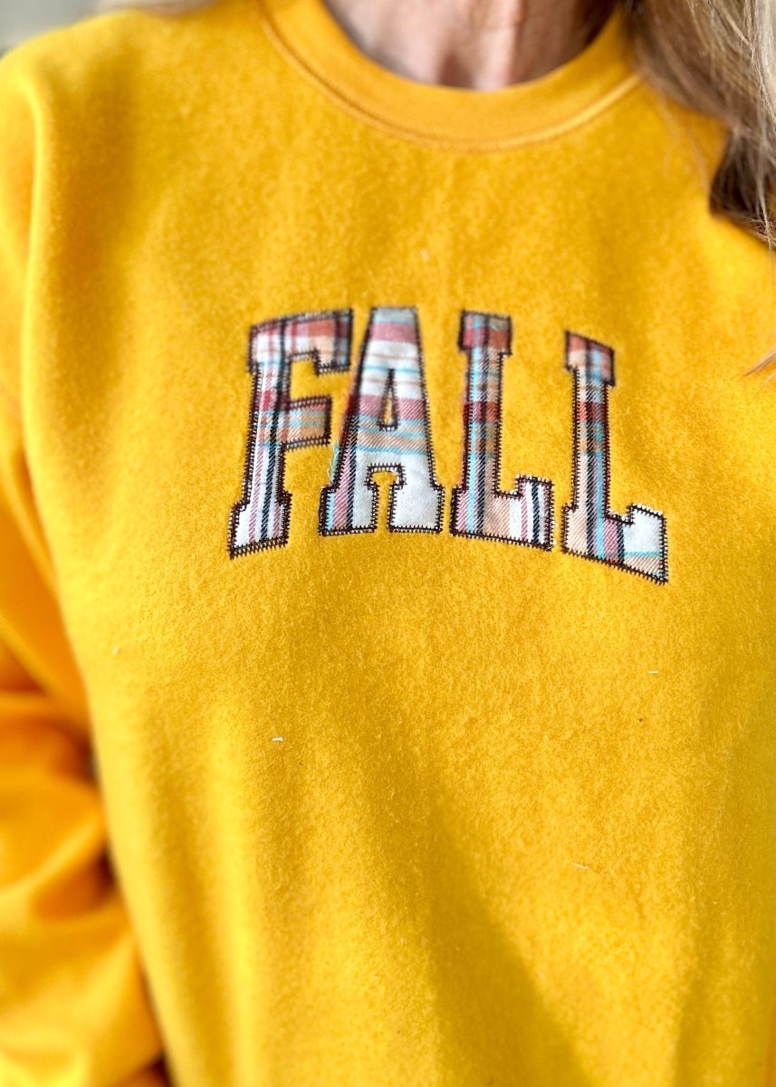 FALL Plaid Applique' Reversed Crewneck Sweatshirt - Jimberly's Boutique - Olive Branch - Mississippi