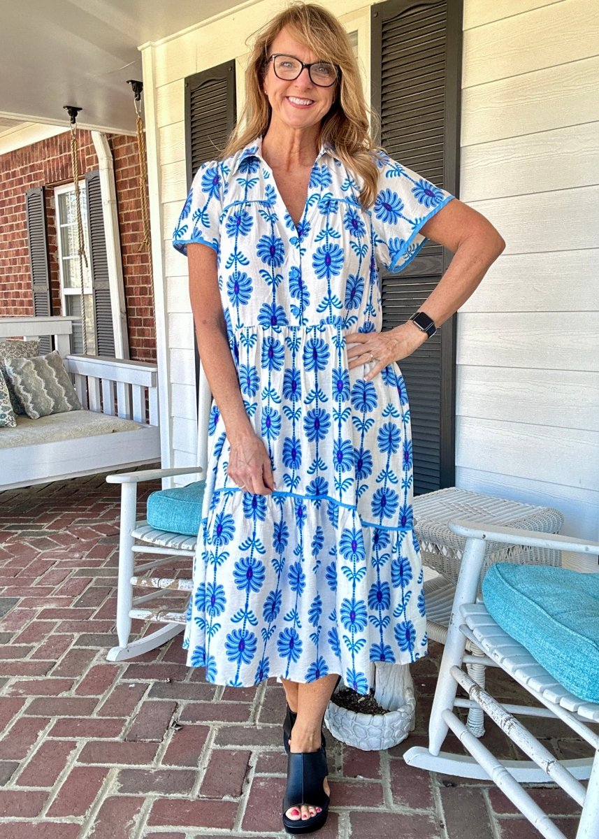 Floral Repeat Dress - Blue | Umgee - Umgee Dress - Jimberly's Boutique - Olive Branch - Mississippi