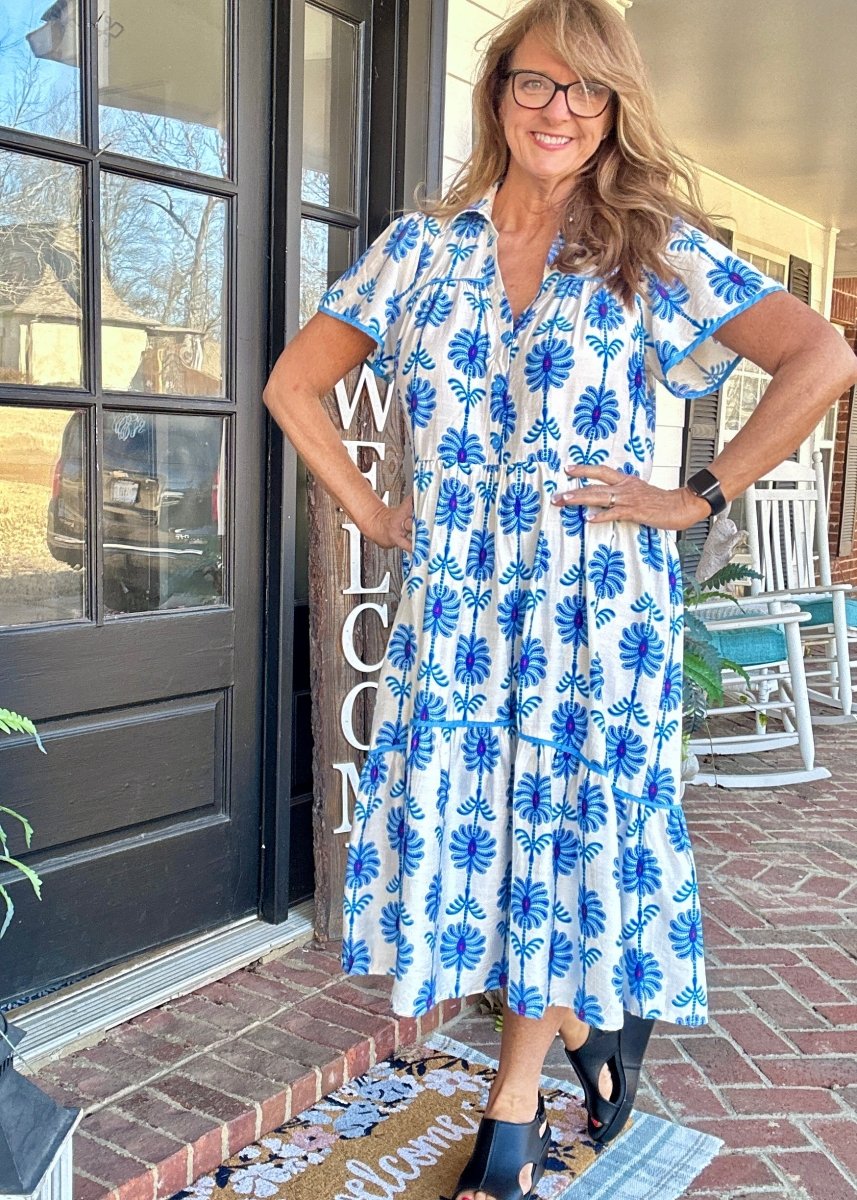 Floral Repeat Dress - Blue | Umgee - Umgee Dress - Jimberly's Boutique - Olive Branch - Mississippi