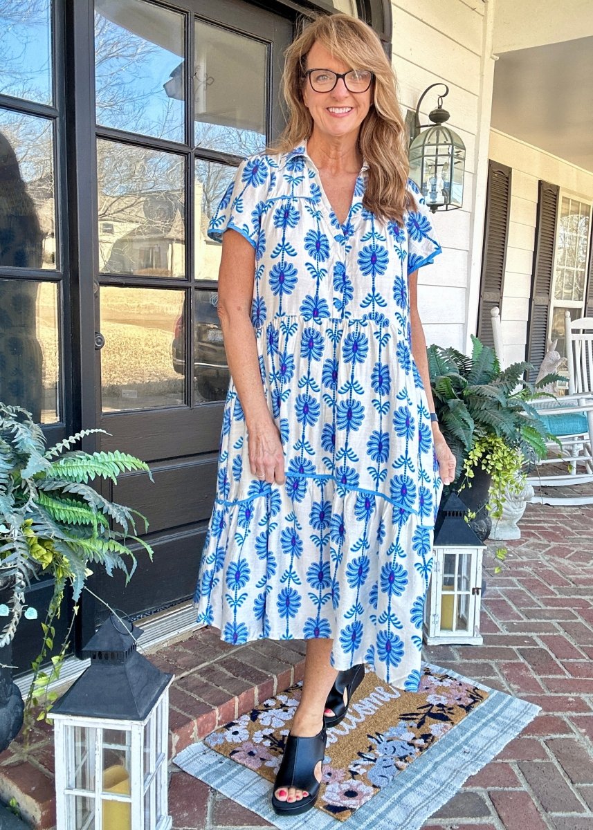 Floral Repeat Dress - Blue | Umgee - Umgee Dress - Jimberly's Boutique - Olive Branch - Mississippi