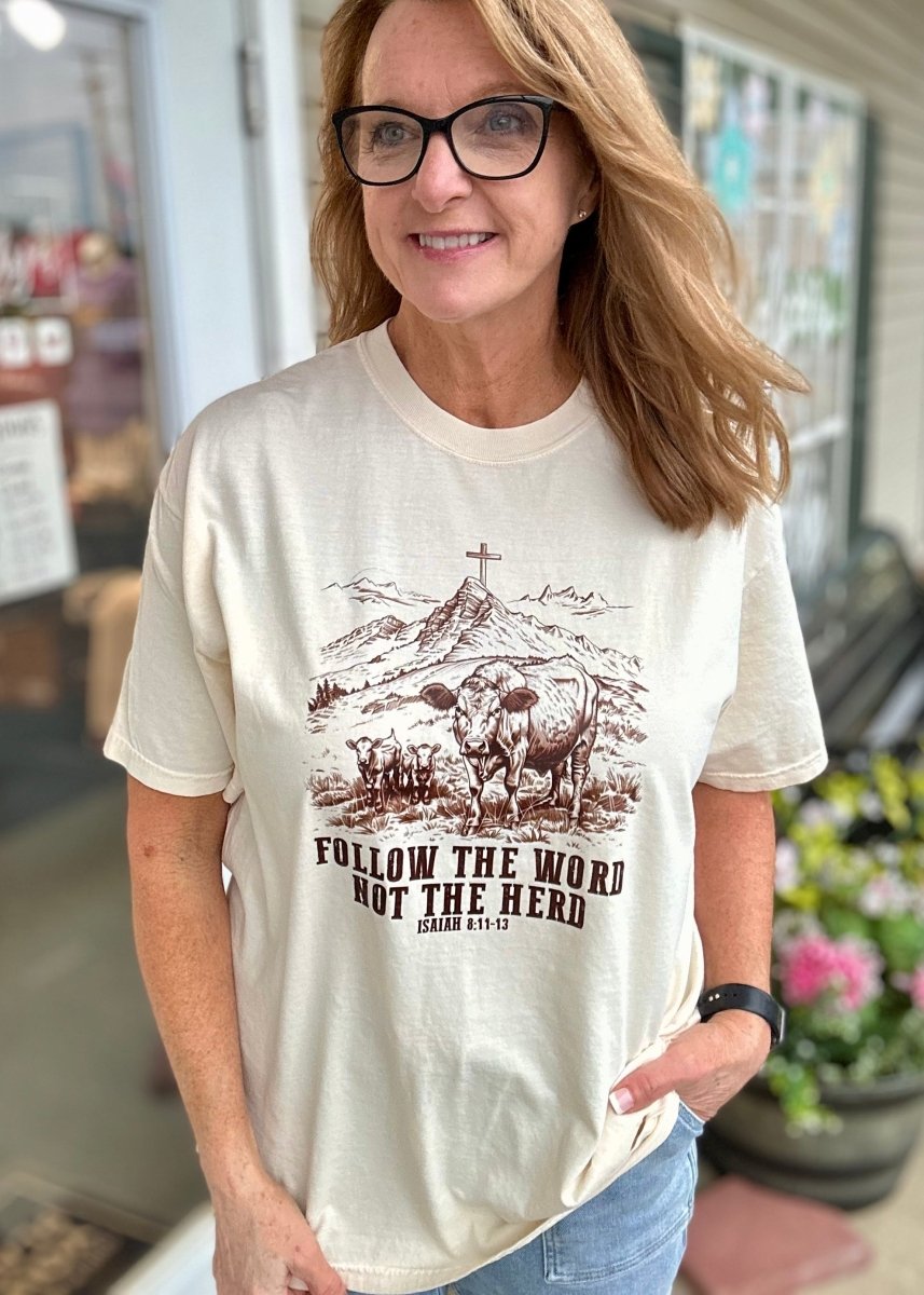 Follow The Word, Not The Herd | Comfort Colors Tee - Comfort Colors Graphic Tee -Jimberly's Boutique-Olive Branch-Mississippi