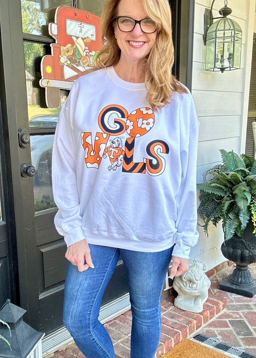 Go Vols Sweatshirt - White - Graphic Sweatshirt - Jimberly's Boutique - Olive Branch - Mississippi