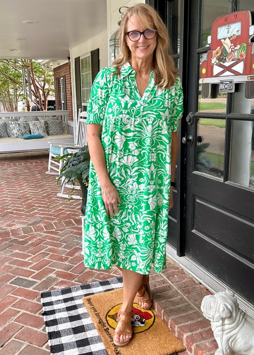 Green Floral Midi Dress | Umgee - Casual Dress - Jimberly's Boutique - Olive Branch - Mississippi