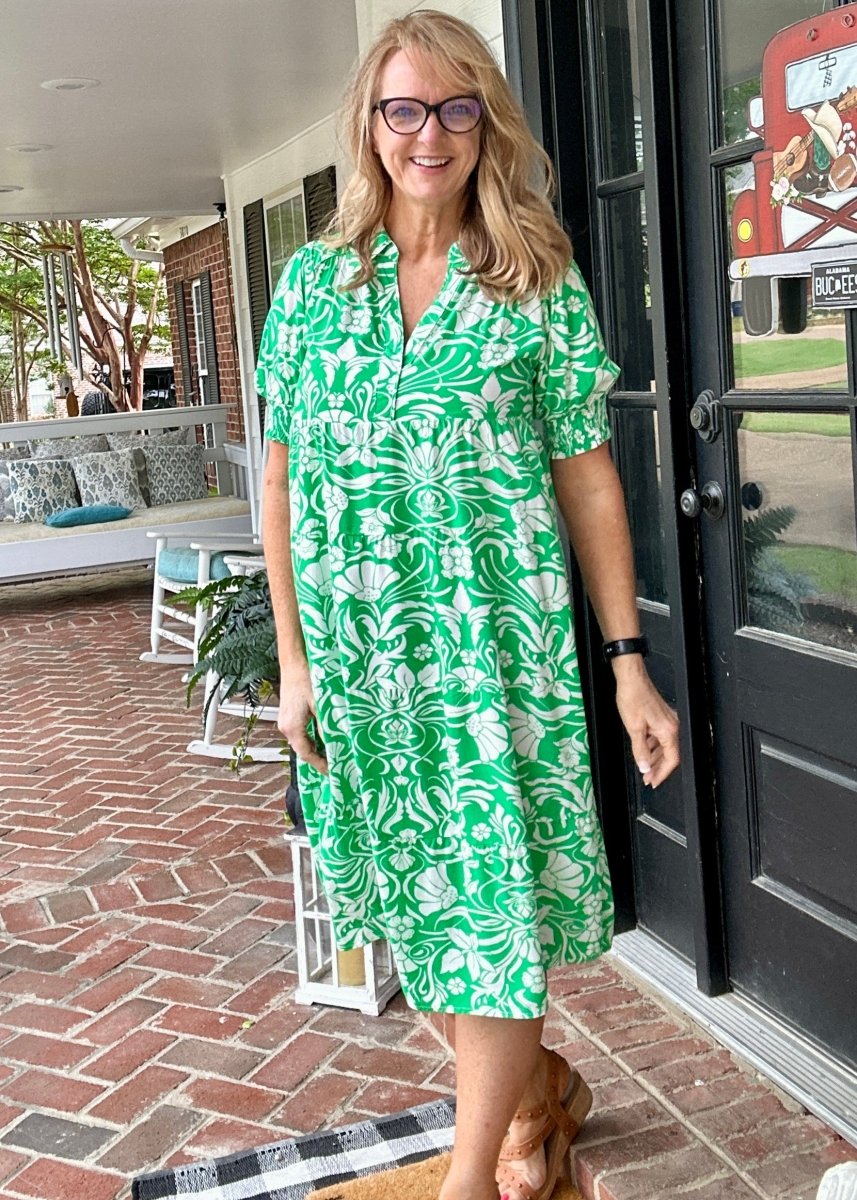 Green Floral Midi Dress | Umgee - Casual Dress - Jimberly's Boutique - Olive Branch - Mississippi