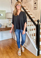 Gretchen V Neck Top - Black | Zenana - Shirts & Tops - Jimberly's Boutique - Olive Branch - Mississippi