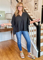 Gretchen V Neck Top - Black | Zenana - Shirts & Tops - Jimberly's Boutique - Olive Branch - Mississippi