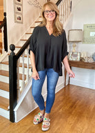 Gretchen V Neck Top - Black | Zenana - Shirts & Tops - Jimberly's Boutique - Olive Branch - Mississippi