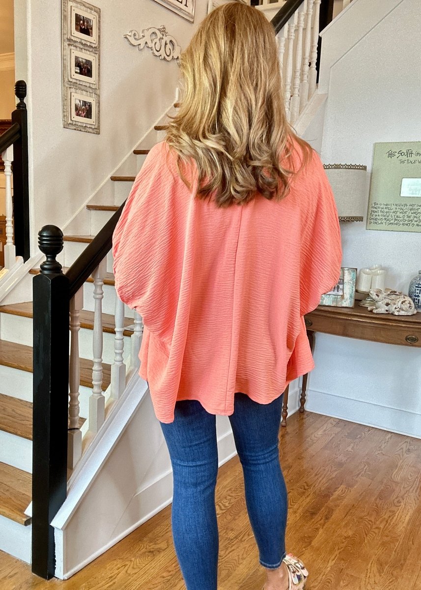 Gretchen V Neck Top - Coral | Zenana - Shirts & Tops - Jimberly's Boutique - Olive Branch - Mississippi