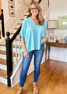 Gretchen V Neck Top - Dusty Teal | Zenana - Shirts & Tops - Jimberly's Boutique - Olive Branch - Mississippi