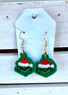 Grinch Embroidered Dangle Earrings - Grinch Earrings - Jimberly's Boutique - Olive Branch - Mississippi