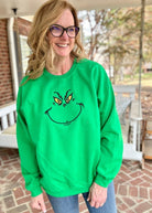 Grinch Eyes Embroidered Sweatshirt - Green - Embroidered Sweatshirt - Jimberly's Boutique - Olive Branch - Mississippi