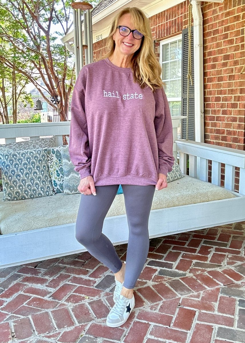 Hail State Embroidered Sweatshirt - Heather Maroon w/White - sweatshirt - Jimberly's Boutique - Olive Branch - Mississippi