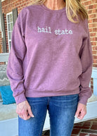 Hail State Embroidered Sweatshirt - Heather Maroon w/White - sweatshirt - Jimberly's Boutique - Olive Branch - Mississippi