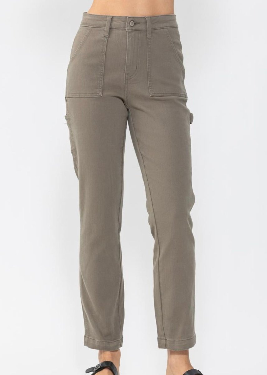 Hancock High Waisted Olive Utility Slim Fit | Judy Blue Jeans - jeans - Jimberly's Boutique - Olive Branch - Mississippi