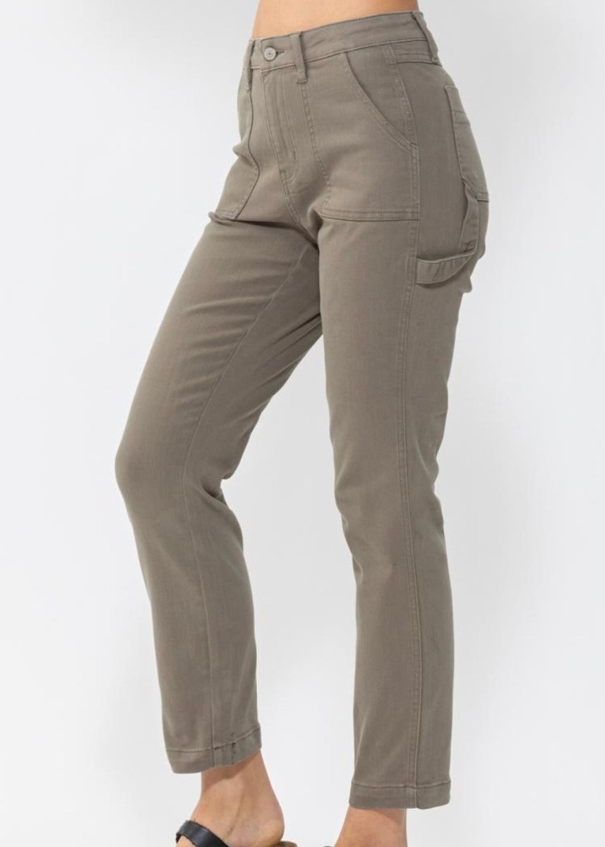 Hancock High Waisted Olive Utility Slim Fit | Judy Blue Jeans - jeans - Jimberly's Boutique - Olive Branch - Mississippi