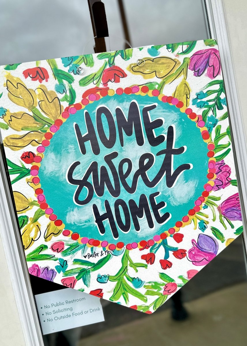 Home Sweet Home Purple Floral Door Hanger (PICKUP ONLY) - baxter & me - Jimberly's Boutique - Olive Branch - Mississippi