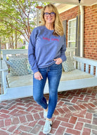 Hotty Toddy Embroidered Sweatshirt - Navy Heather w/Red - sweatshirt - Jimberly's Boutique - Olive Branch - Mississippi