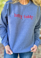 Hotty Toddy Embroidered Sweatshirt - Navy Heather w/Red - sweatshirt - Jimberly's Boutique - Olive Branch - Mississippi