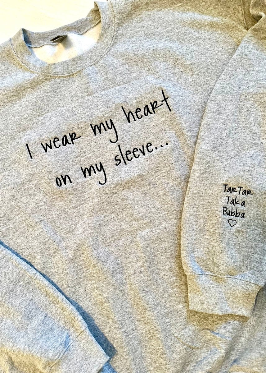 I Wear My Heart On My Sleeve Embroidered Sweatshirt - Casual Sweatshirt - Jimberly's Boutique - Olive Branch - Mississippi