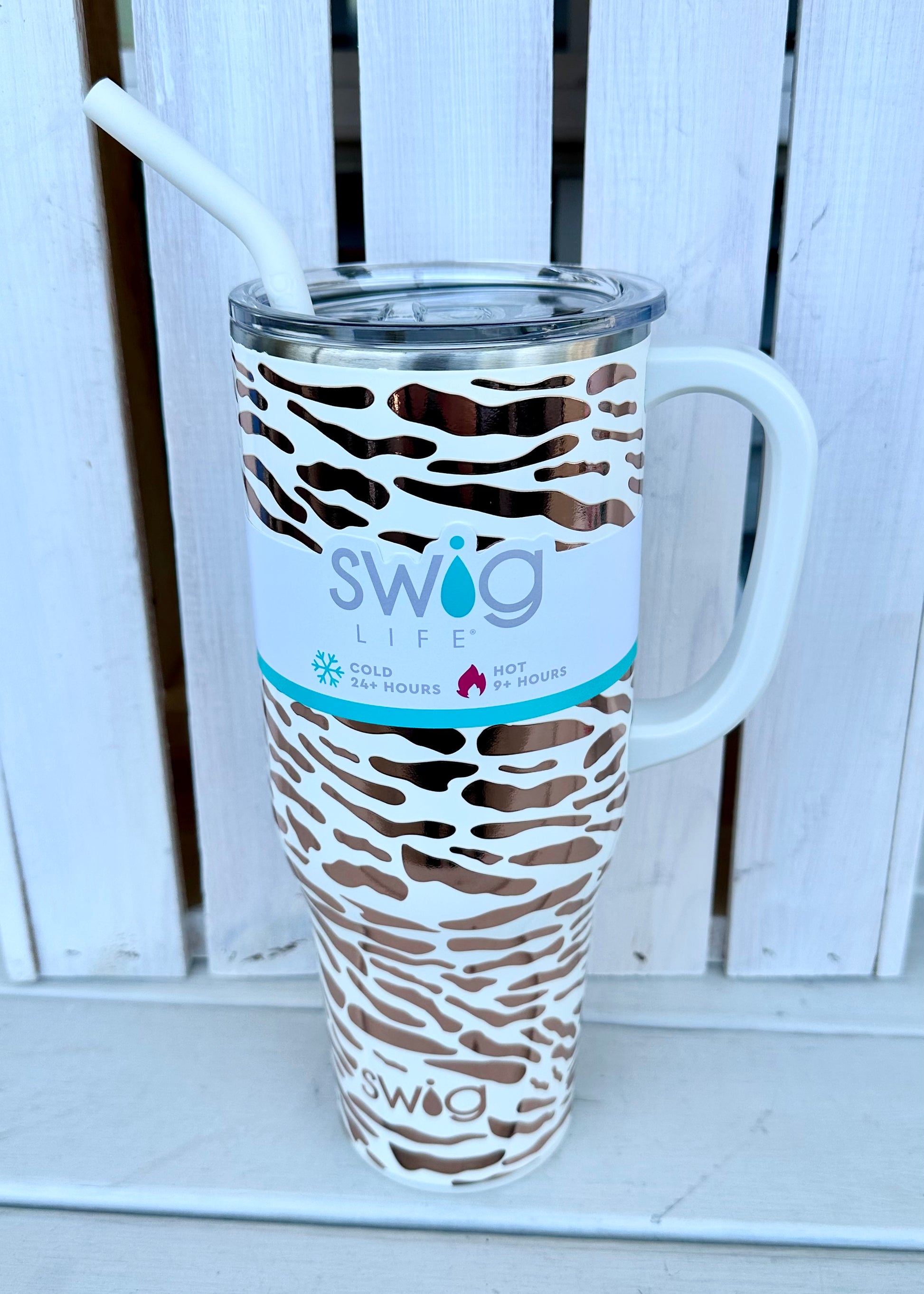 40 oz. Stainless Steel Tumbler with Handle - Olive Rose Boutique