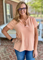 Jacie Short Sleeve Top - Apricot - Casual Top -Jimberly's Boutique-Olive Branch-Mississippi