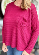 Jackie Drop Shoulder Sweater - Cabernet - sweater - Jimberly's Boutique - Olive Branch - Mississippi