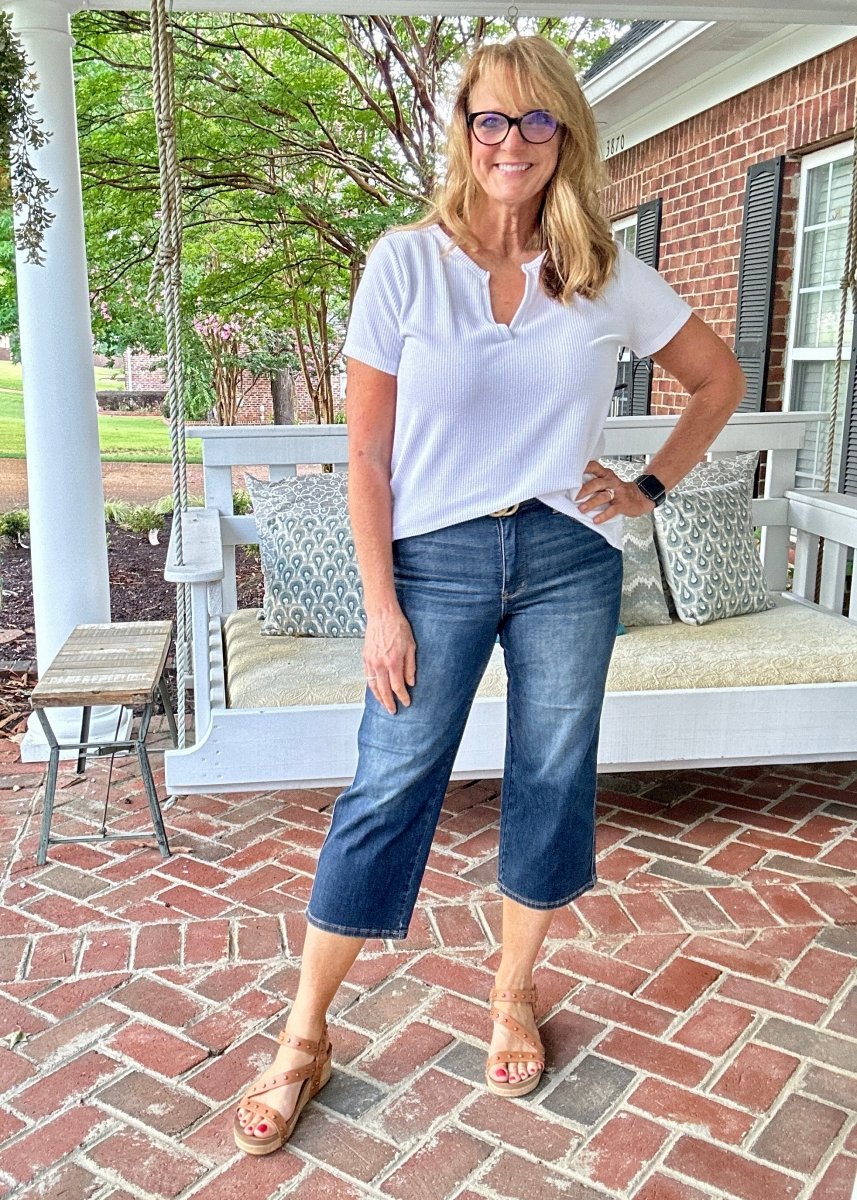 Judy Blue Tummy Control Wide Leg Crop Jeans - Judy Blue Jeans - Jimberly's Boutique - Olive Branch - Mississippi