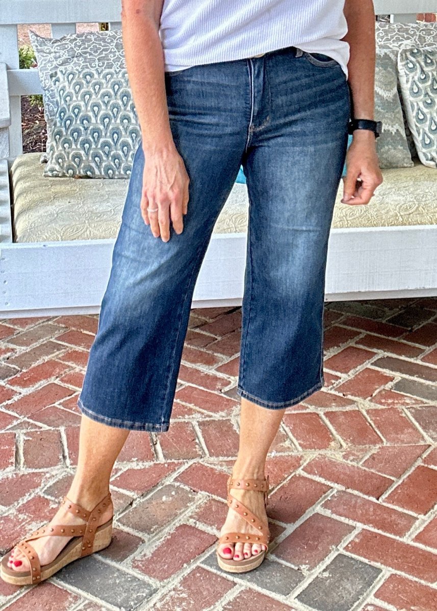 Judy Blue Tummy Control Wide Leg Crop Jeans - Judy Blue Jeans - Jimberly's Boutique - Olive Branch - Mississippi