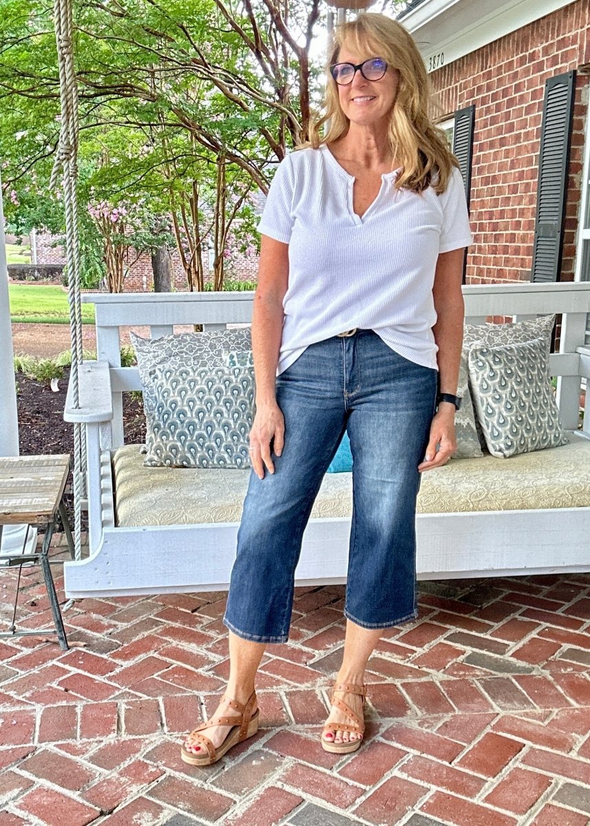 Judy Blue Tummy Control Wide Leg Crop Jeans - Judy Blue Jeans - Jimberly's Boutique - Olive Branch - Mississippi