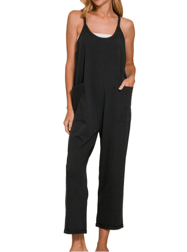 Julia Spaghetti Strap Pocketed Jumpsuit - Black | Zenana - jumpsuit - Jimberly's Boutique - Olive Branch - Mississippi