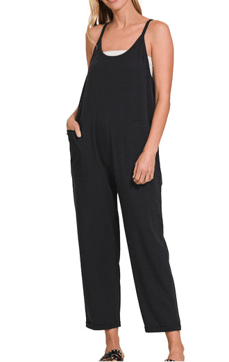 Julia Spaghetti Strap Pocketed Jumpsuit - Black | Zenana - jumpsuit - Jimberly's Boutique - Olive Branch - Mississippi