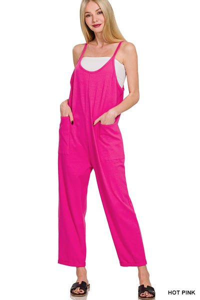 Julia Spaghetti Strap Pocketed Jumpsuit - Hot Pink | Zenana - jumpsuit - Jimberly's Boutique - Olive Branch - Mississippi