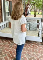 Kelly Basic V Neck Top - Off White | Umgee - Casual Top - Jimberly's Boutique - Olive Branch - Mississippi